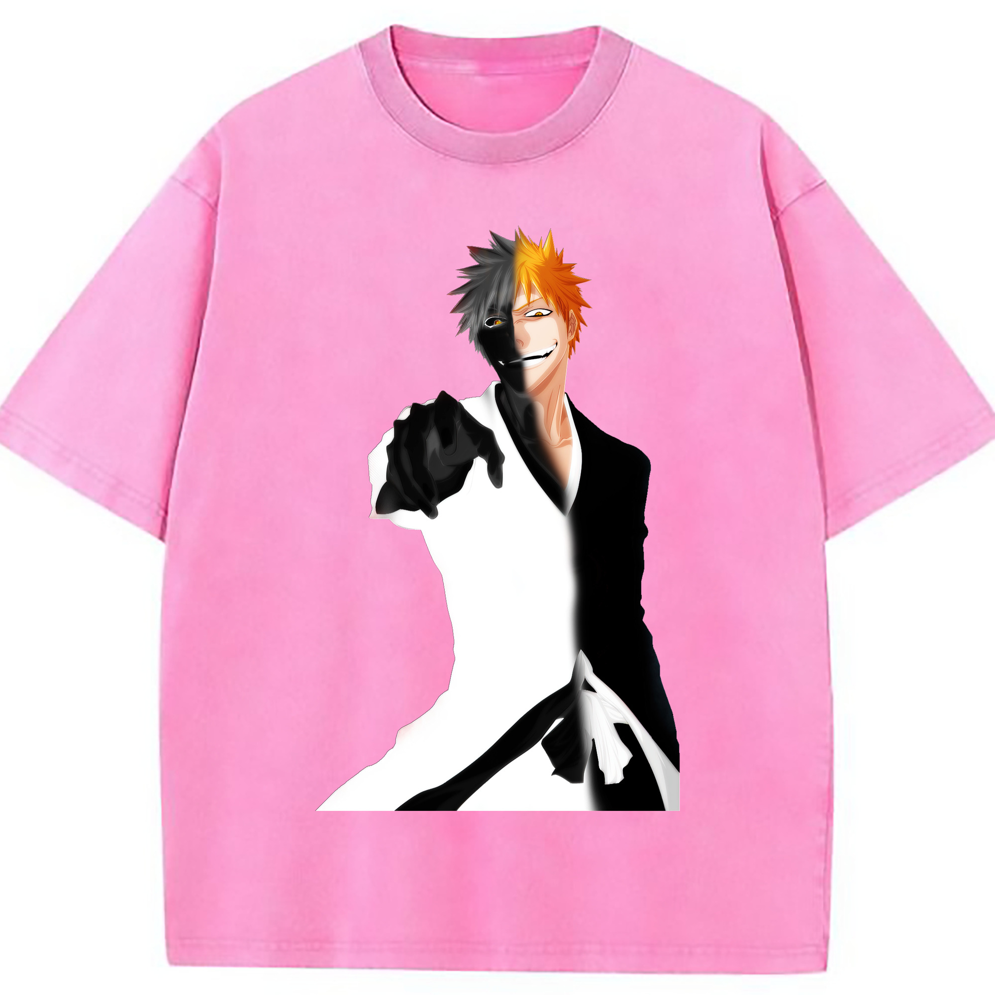 （画像用） ブリーチ 黒崎一護（くろさき いちご）BLEACH Kurosaki Ichigo 綿100% ヴィンテージ風 半袖Tシャツ（フロントプリント）